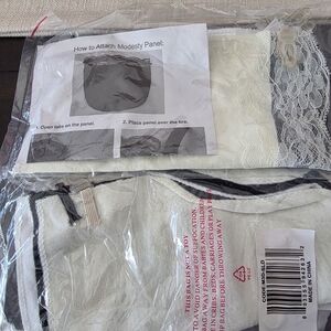 2 Beige/Black Lace Top Modesty Panels 2 Black/Beige Straight Across Chest Panels